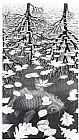 Unknown Artist Paintings - MC Escher Three Worlds by Unknown Artist